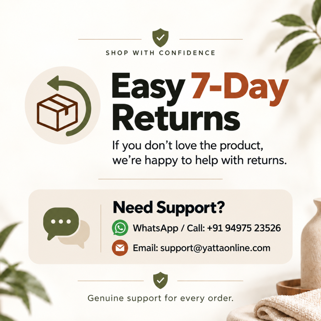 Easy 7 days return for all purchases from YATTA Online