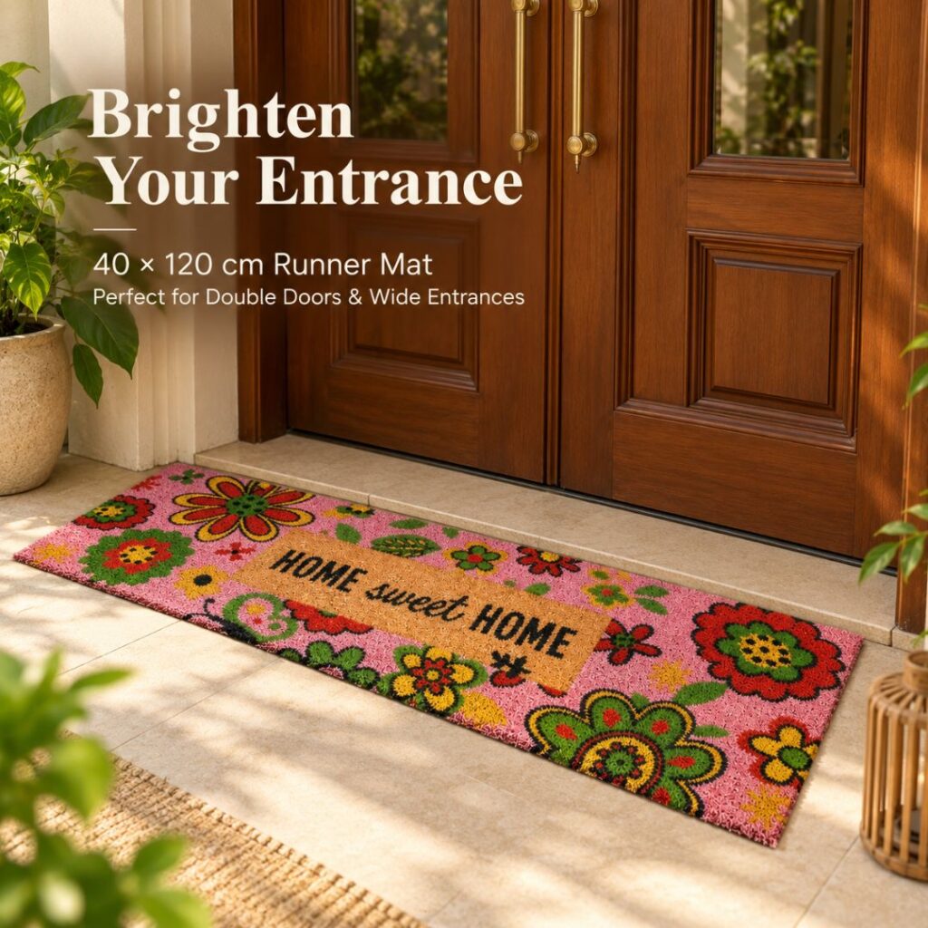 Kerala Coir Door Mat Runner Pink – 40×120 cm