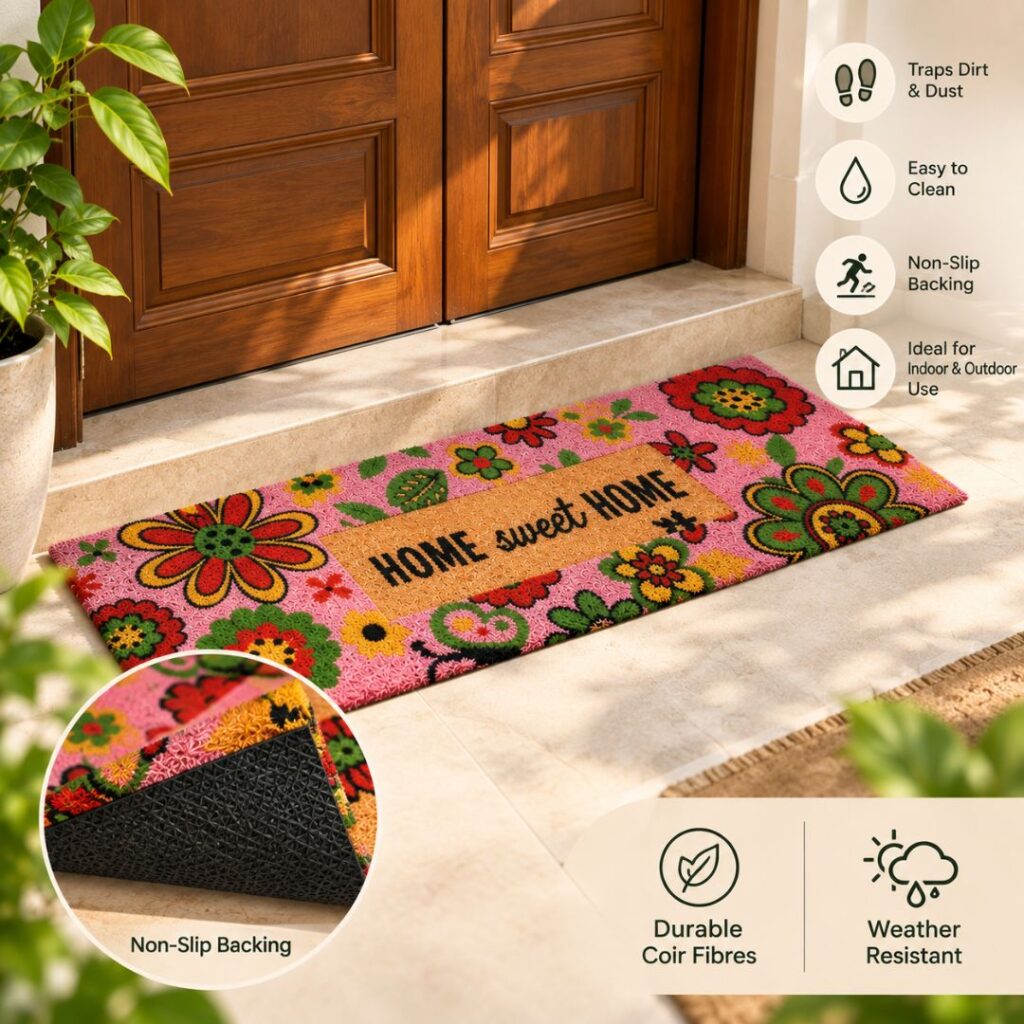 Kerala Coir Door Mat Runner Pink – 40×120 cm